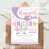 Zeemeermin en eenhoorn magische verjaardag kaart