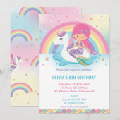 Zeemeermin en Eenhoorn Regenboog Zwembad Party Ver Kaart (Voorkant / Achterkant)