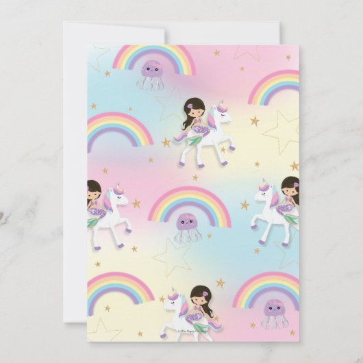 Zeemeermin en Eenhoorn Verjaardag Uitnodigingen Re (Achterkant)