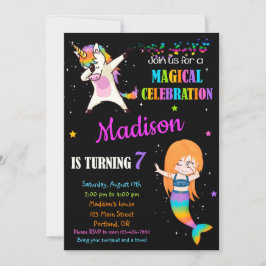 Zeemeermin en eenhoorn verjaardagsuitnodiging Dabb Kaart