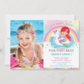 Zeemeermin en Eenhoorn Zwembad Verjaardagsfeest Fo Kaart (Voorkant)