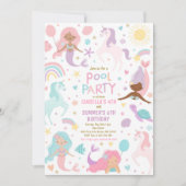 Zeemeermin en eenhoorn Zwembad Verjaardagsfeest Kaart (Voorkant)