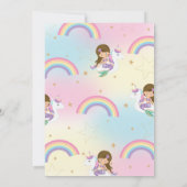 Zeemeermin en Eenhoorn Zwembadfeest Bruine Ogen Bl Kaart (Achterkant)