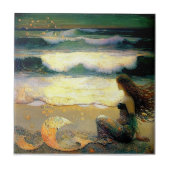 Zeemeermin en gouden zeegeesten tegeltje (Voorkant)