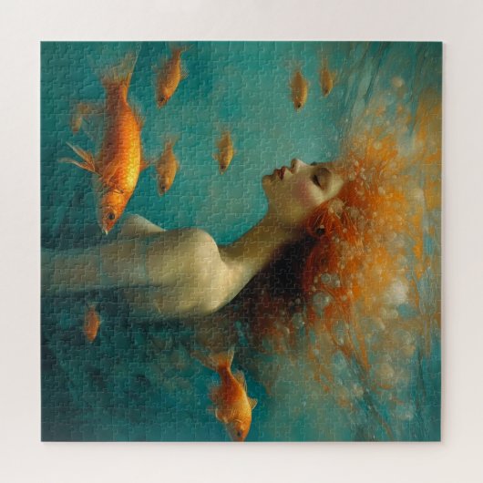 Zeemeermin en goudvis legpuzzel (Horizontaal)