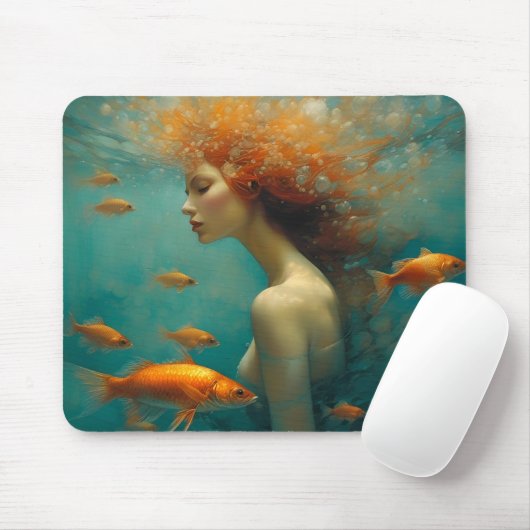 Zeemeermin en goudvis muismat (Met muis)