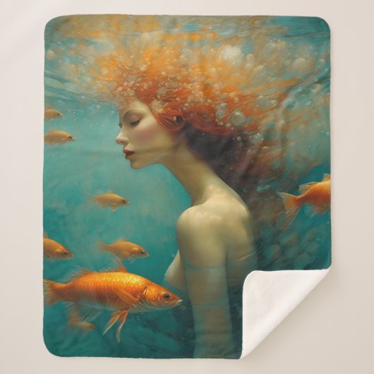 Zeemeermin en goudvis sherpa deken (Voorkant)
