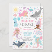 Zeemeermin en haai broers en zussen gezamenlijke v kaart (Voorkant)