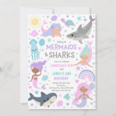 Zeemeermin en haai broers en zussen gezamenlijke v kaart (Voorkant)