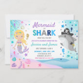 Zeemeermin en haai verjaardag uitnodiging zwembad (Voorkant)