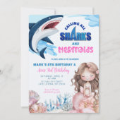Zeemeermin en haaien Zomer Gezamenlijke verjaardag Kaart (Voorkant)