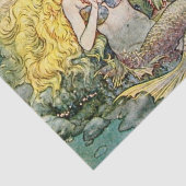 “Zeemeermin en harp” door Charles Folkard Tissuepapier (Detail)