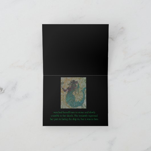 Zeemeermin en het schip Halloween verhaal Feestdagen Kaart (Binnen)