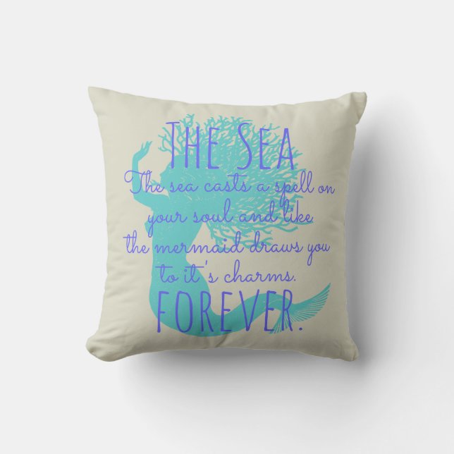 Zeemeermin en het Zee Quote Nautical Coastal Cotta Kussen (Voorkant)