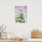 Zeemeermin en Kleine Fee Poster Print (Keuken)