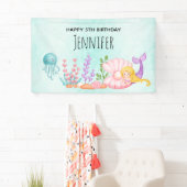 Zeemeermin en kwallen onder de Waterverf van de Ze Spandoek (Insitu)