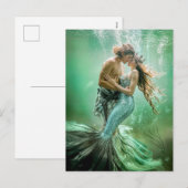 Zeemeermin en Merman koppel onder water omhelzen Feestdagenkaart (Voorkant / Achterkant)