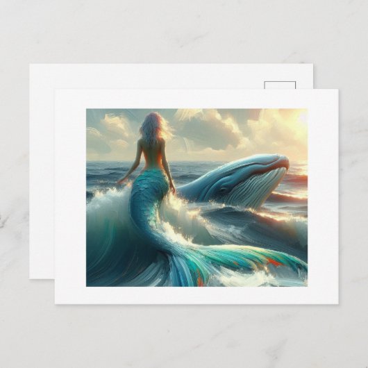 Zeemeermin en metgezel, briefkaart (Voorkant / Achterkant)