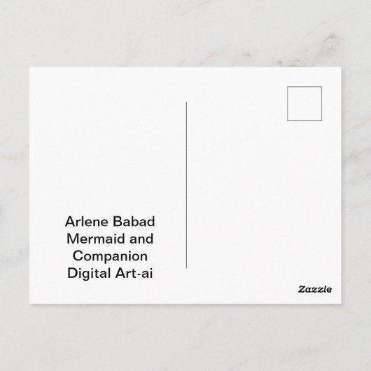 Zeemeermin en metgezel, briefkaart (Achterkant)