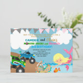 Zeemeermin en monstervrachtwagens zussen een uitno kaart (Staand voorkant)