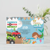 Zeemeermin en monstervrachtwagens zussen een uitno kaart (Staand voorkant)