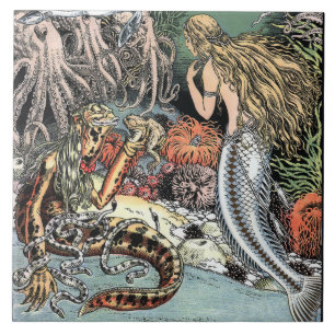  zeemeermin en octopi tegeltje