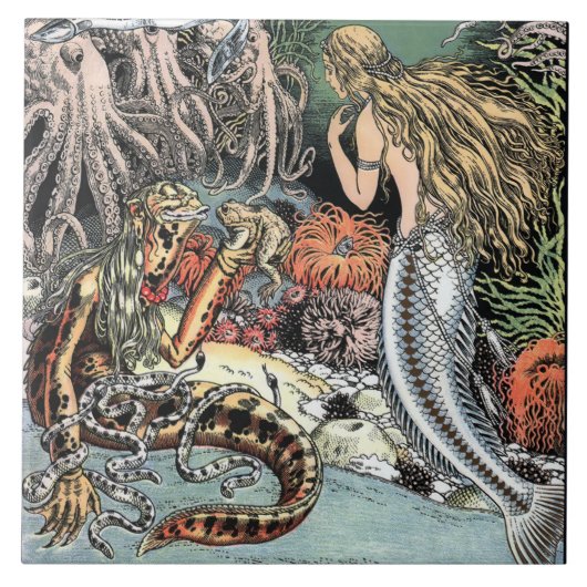  zeemeermin en octopi tegeltje (Voorkant)