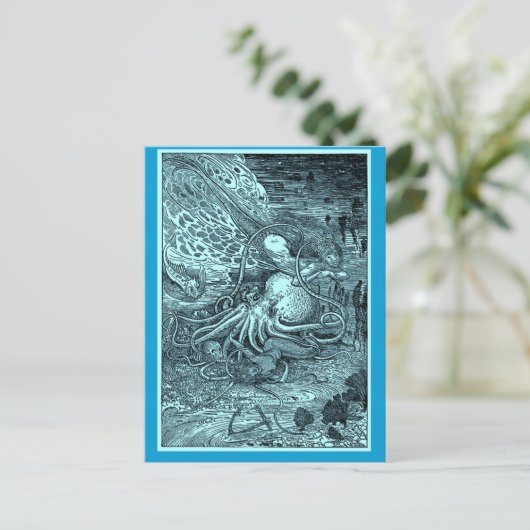 Zeemeermin en octopus briefkaart (Staand voorkant)