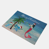 Zeemeermin en octopus kust strand Kerstmat Deurmat (Schuin)