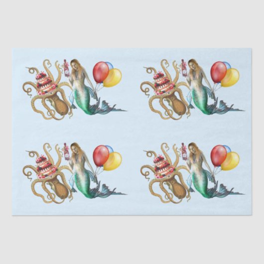 Zeemeermin en Octopus Party Tissue Paper Tissuepapier (Voorkant)