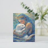 Zeemeermin en Otter Briefkaart (Staand voorkant)