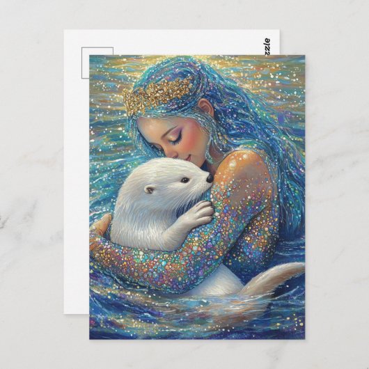 Zeemeermin en Otter Briefkaart (Voorkant / Achterkant)