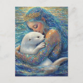 Zeemeermin en Otter Briefkaart (Voorkant)