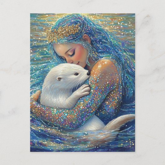 Zeemeermin en Otter Briefkaart (Voorkant)