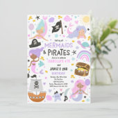 Zeemeermin en piraat broer of zus gezamenlijke ver kaart (Staand voorkant)