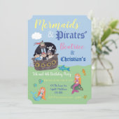 Zeemeermin en piraat feest uitnodigingen (Staand voorkant)
