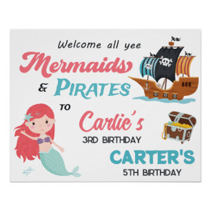 Zeemeermin en Piraat Gezamenlijk Verjaardagsfeest, Perfect Poster
