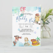 Zeemeermin en piraat | uitnodiging voor gezamenlij (Staand voorkant)