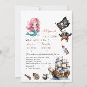 Zeemeermin en Piraat watercolorbirthday paInvitati Kaart (Voorkant)