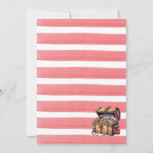 Zeemeermin en Piraat watercolorbirthday paInvitati Kaart (Achterkant)