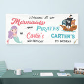 Zeemeermin en Pirate gezamenlijke verjaardagsfeest Spandoek (Beurs)