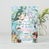 Zeemeermin en Piraten Verjaardagsuitnodiging Eenho Kaart (Staand voorkant)