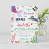 Zeemeermin en Piraten Verjaardagsuitnodiging Kaart (Staand voorkant)