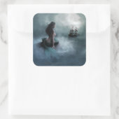 Zeemeermin en Piratenschip Sticker (Tas)