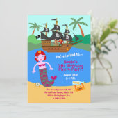 Zeemeermin en piraterij Birthday Party Kaart (Staand voorkant)