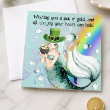 Zeemeermin en Pot met Goud St. Patrick Dag Kaart