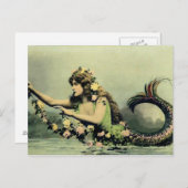 Zeemeermin en Rozen Briefkaart (Voorkant / Achterkant)