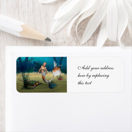 Zeemeermin en Schildpad Etiket (Insitu)