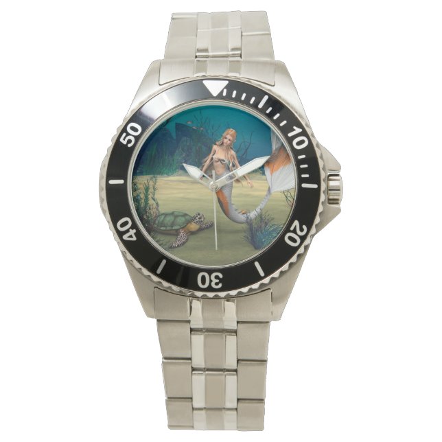 Zeemeermin en Schildpad Horloge (Voorkant)