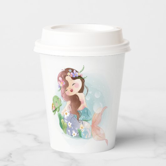 Zeemeermin en schildpad papieren bekers (Voorkant)